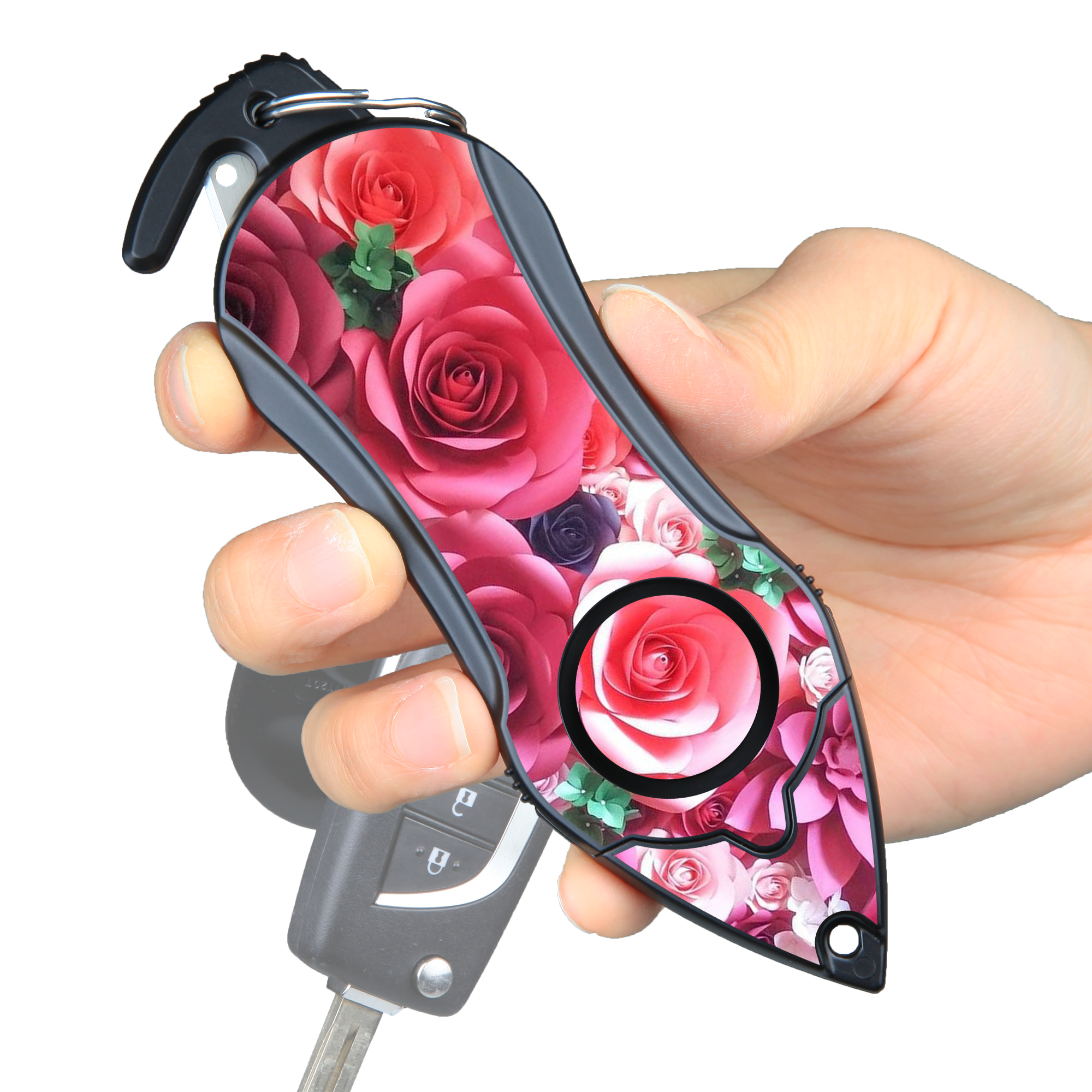 Personal Alarm Keychain Safety Emergency Tool (Pink Rose)