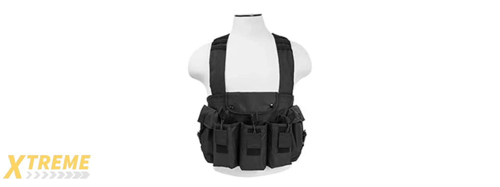 NCSTAR TACTICAL 6 POCKET AK CHEST RIG - ADJUSTABLE MODULAR LOAD CARRYING MILITARY GEAR
