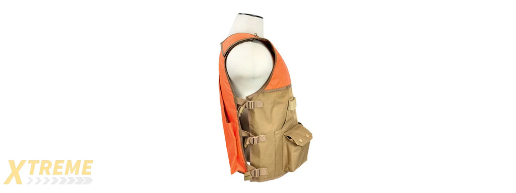 NCSTAR VISM PVC OUTDOOR HUNTING VEST - BLAZE ORANGE/TAN