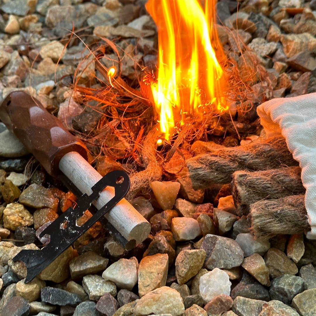 Exploration Gadget Inc. Emergency Fire Starter with Weatherproof Fat Rope Brown