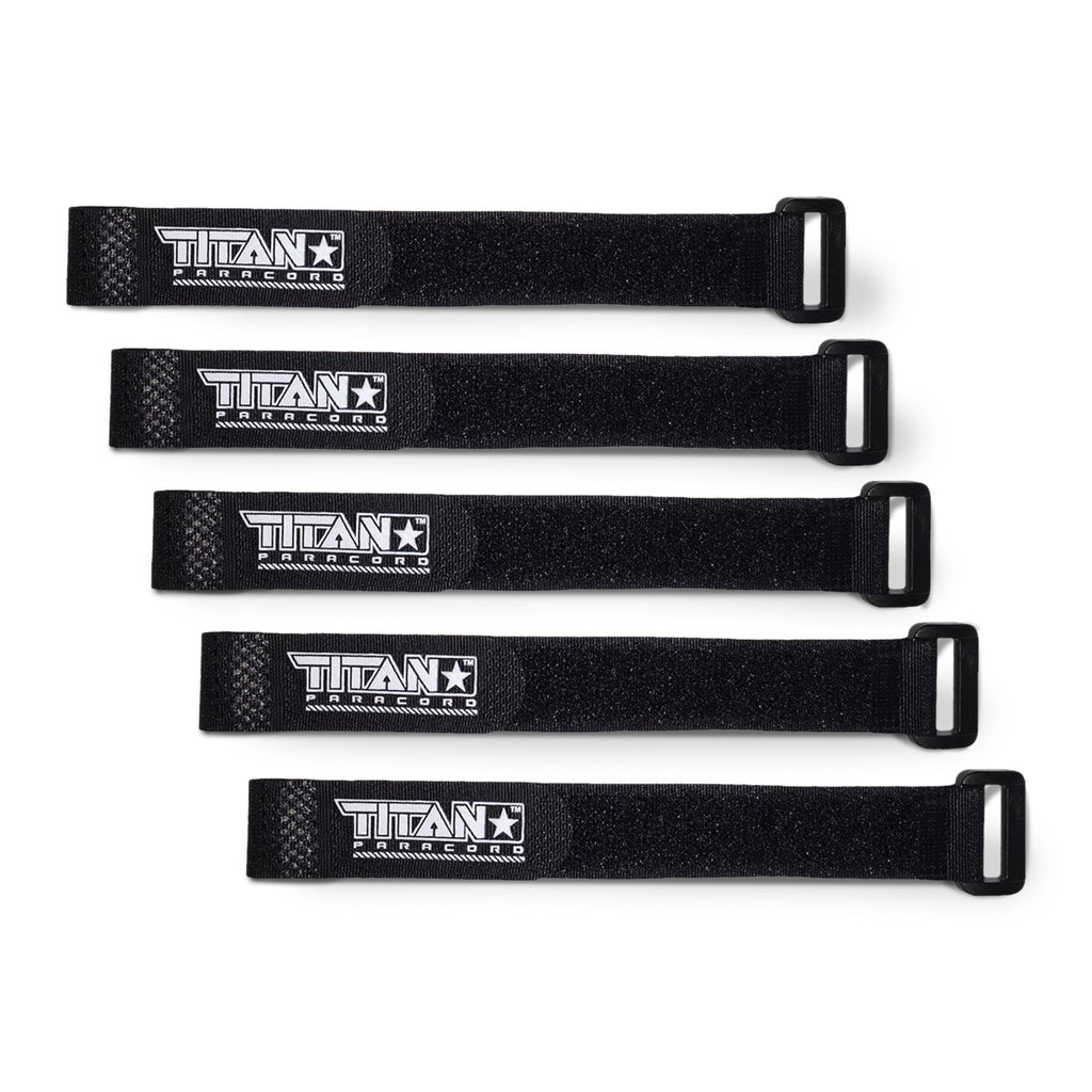 Paracord Fasteners, Hook & Loop, 5-Pack | BLACK
