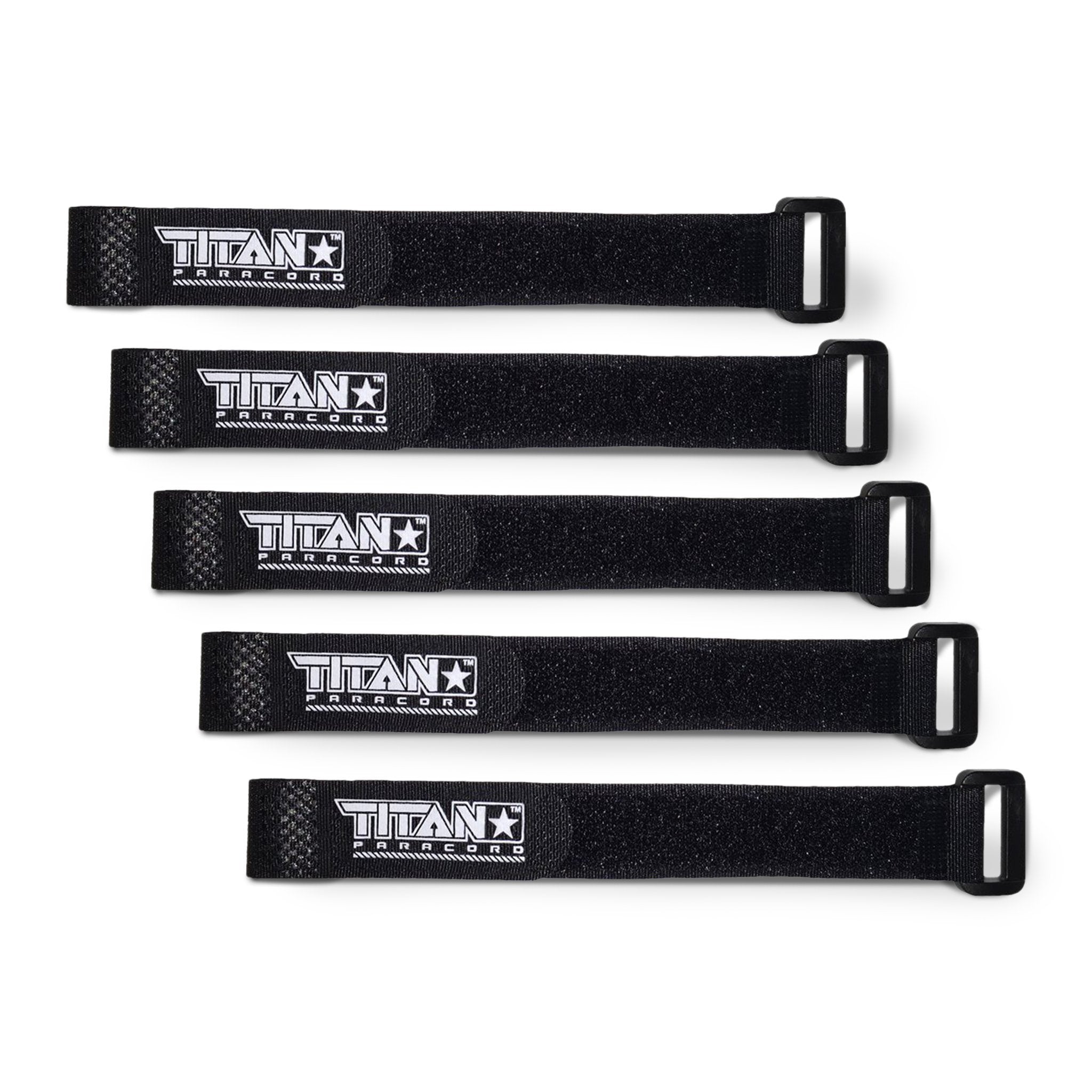 Paracord Fasteners, Hook & Loop, 5-Pack | BLACK