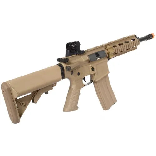 G&G COMBAT MACHINE GR16 CQW RUSH EBB AEG AIRSOFT RIFLE - DESERT TAN