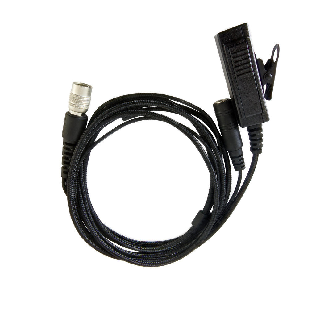 Braided Fiber Tactical Mic & Invisible Series Tubeless Earpiece Complete Kit w/ Quick Disconnect (Hirose) - Harris: XL-150/P, XG-100/P, XL-185/P/Pi, XL-200/P/Pi, XL-400
