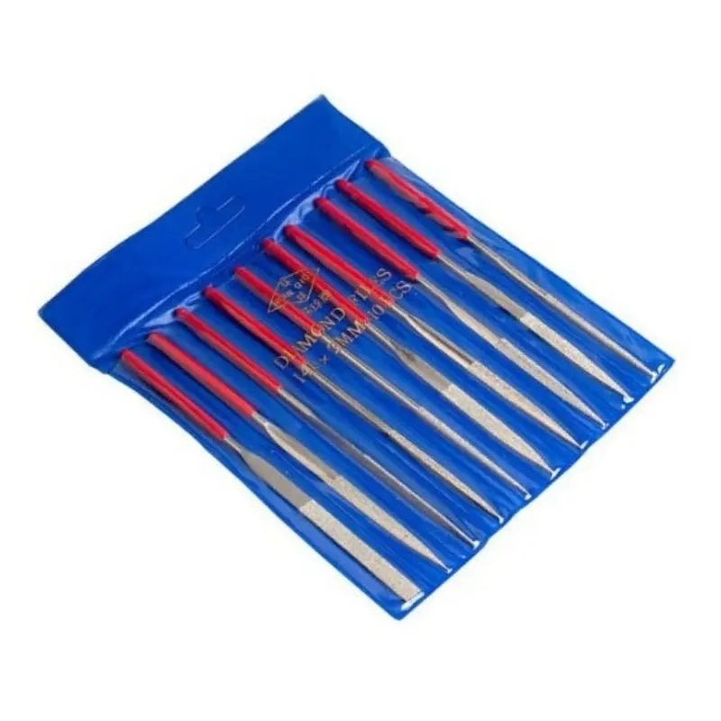 Set of 10 Steel Hand Jewelry Files Diamond Flat Tool Square Warding Knife Equaling Crossing Barrette Tapered Alloy