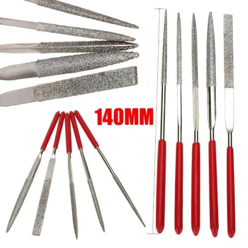 Set of 10 Steel Hand Jewelry Files Diamond Flat Tool Square Warding Knife Equaling Crossing Barrette Tapered Alloy