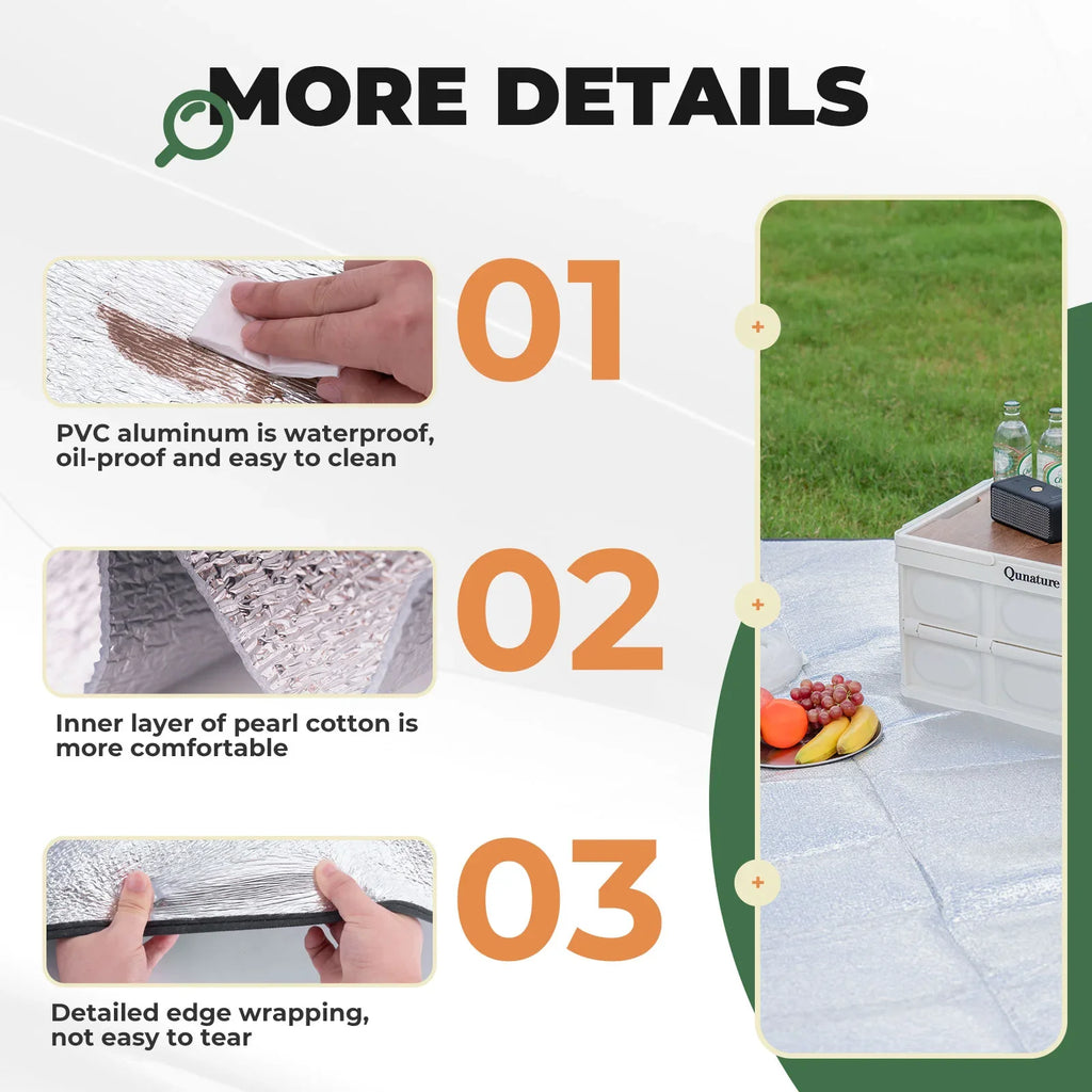 Double-Sided Aluminum Picnic Tent Mat Waterproof Camping Pad