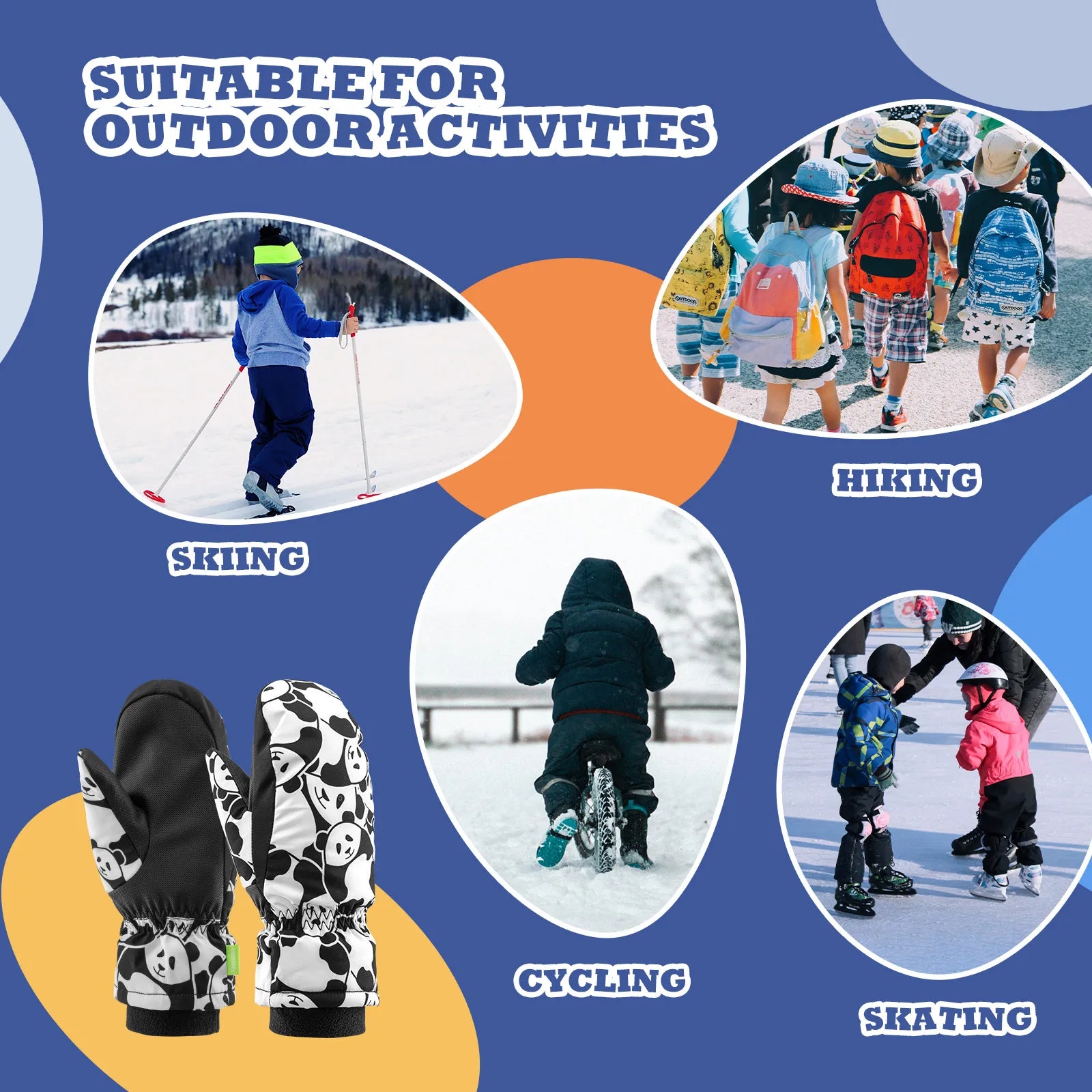 Kids Waterproof Windproof Insulated Ski Gloves