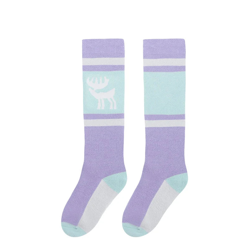 Wool Blend Kids Ski Socks, Knee-high Warm Thermal Snowboard Skating Socks for Boys & Girls