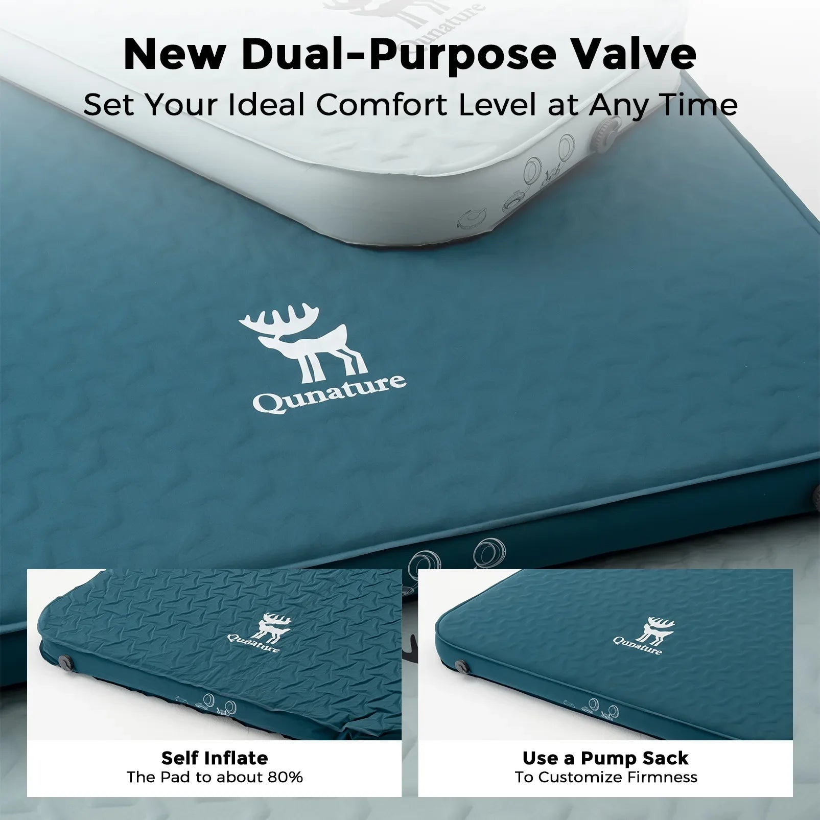 4" Thick Portable Inflating Sleeping Pad with Foam for Camping