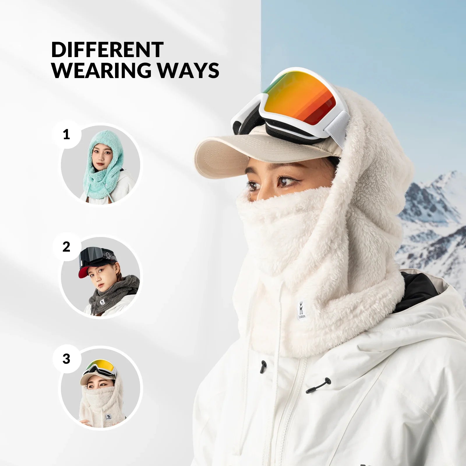 Ski Head Cover with Adjustable Ventilation and Detachable Liner for Winter Sports