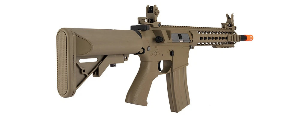 Lancer Tactical Low FPS Gen 2 10" KeyMod M4 Evo Airsoft AEG Rifle (Color: Tan)
