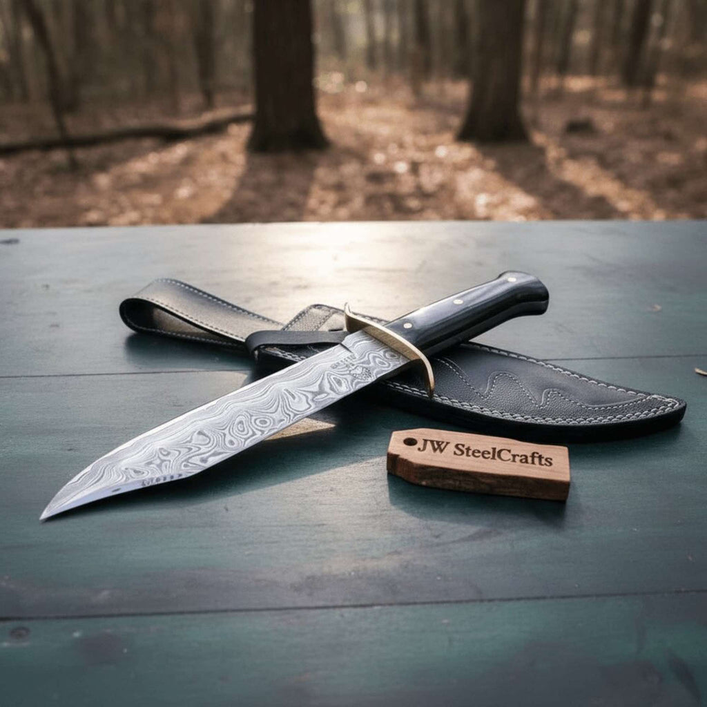 Sheffield Clip Point Bowie Knife Handmade Brass Guard Mirror Polish Blade JW SteelCrafts