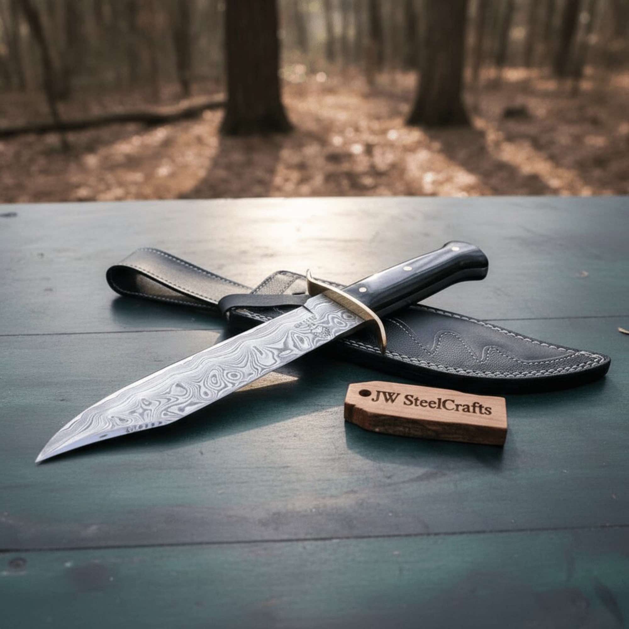 Sheffield Clip Point Bowie Knife Handmade Brass Guard Mirror Polish Blade JW SteelCrafts
