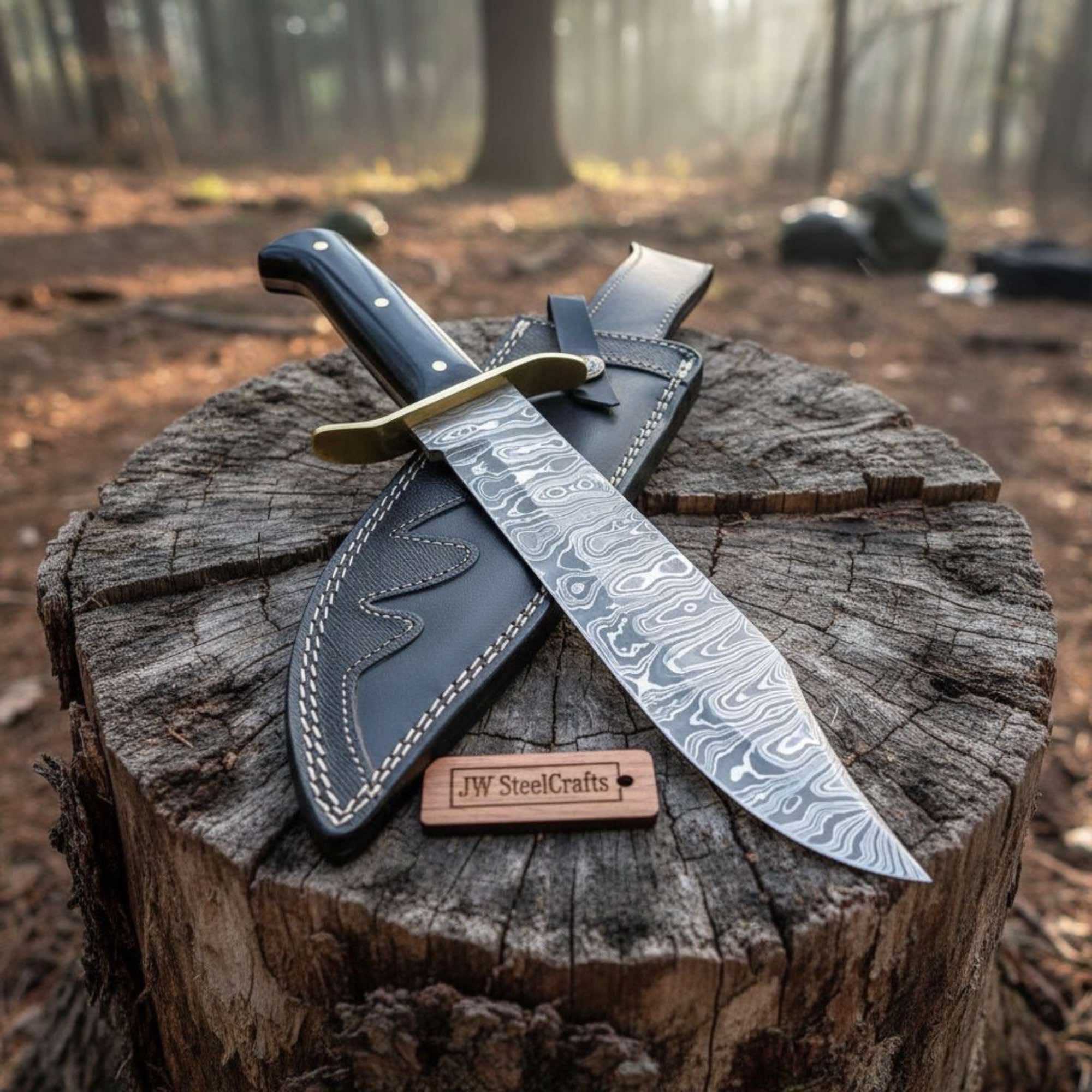 Sheffield Clip Point Bowie Knife Handmade Brass Guard Mirror Polish Blade JW SteelCrafts