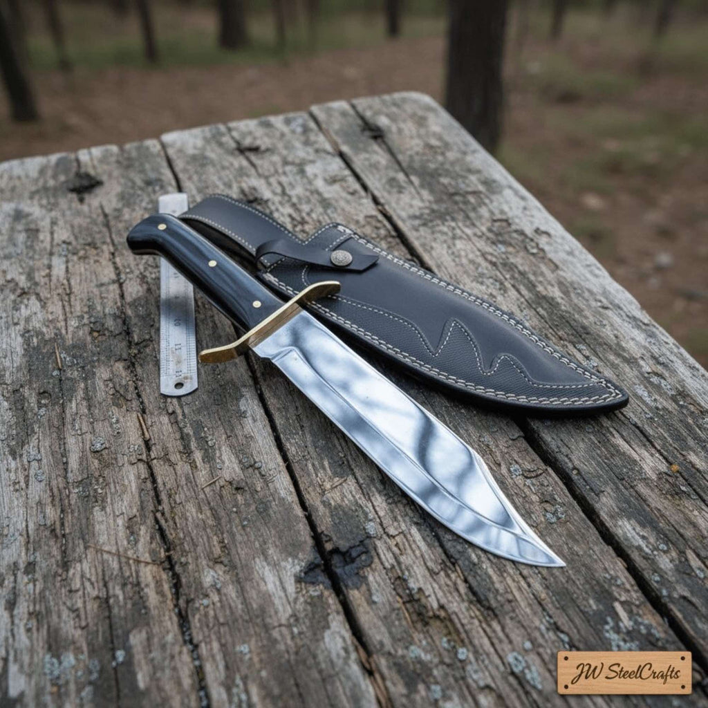Sheffield Clip Point Bowie Knife Handmade Brass Guard Mirror Polish Blade JW SteelCrafts