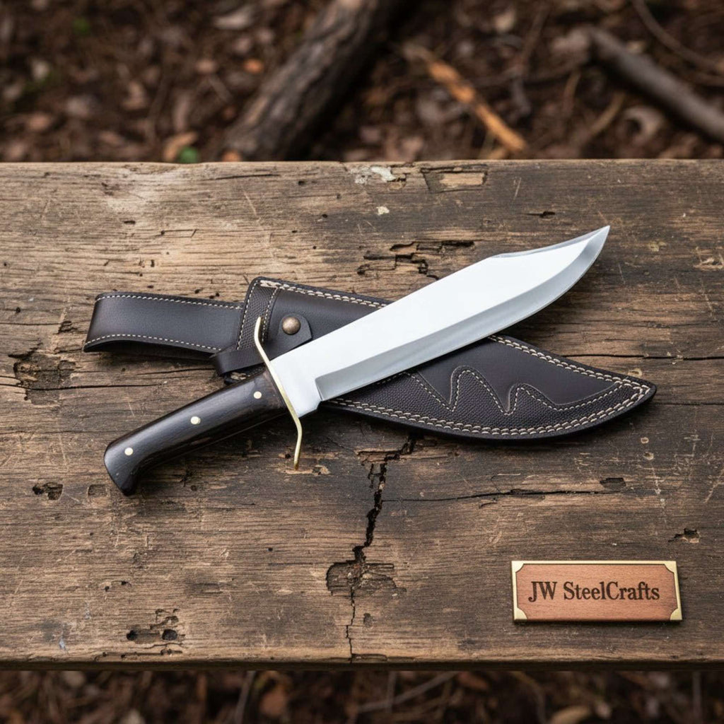Sheffield Clip Point Bowie Knife Handmade Brass Guard Mirror Polish Blade JW SteelCrafts