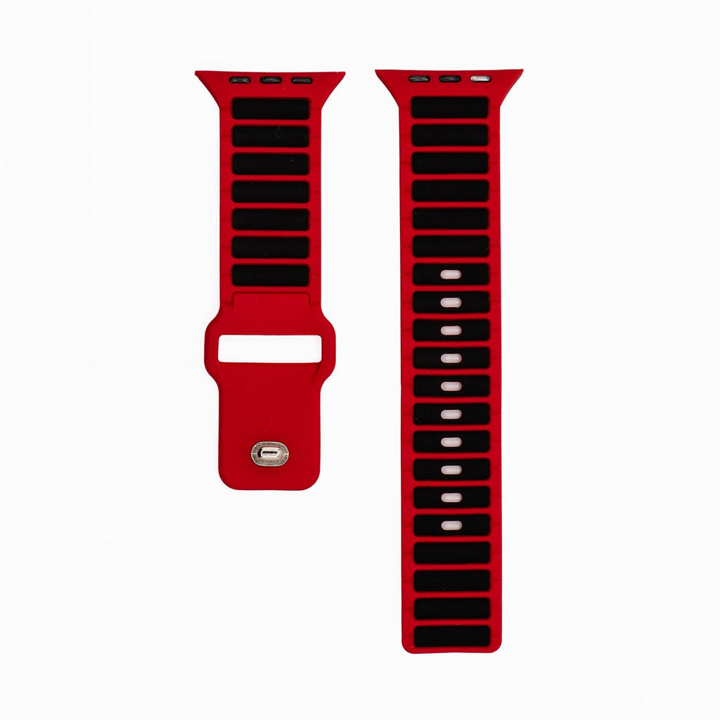 Silicone Ripple Band - For Apple Watch - Red & Black