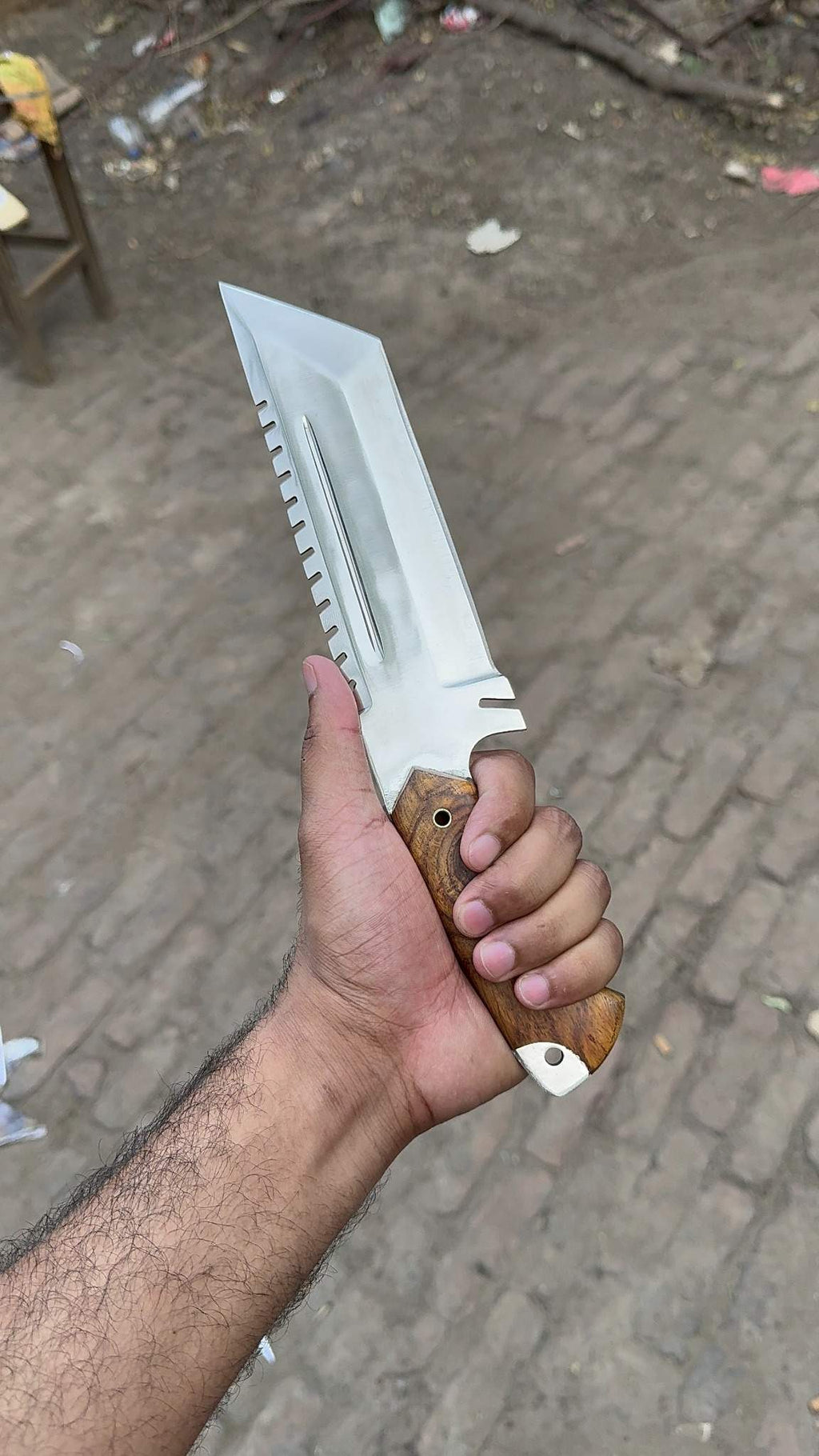 Stainless Steel Tracker Knife with Rosewood Handle | Full Tang Outdoor Knife