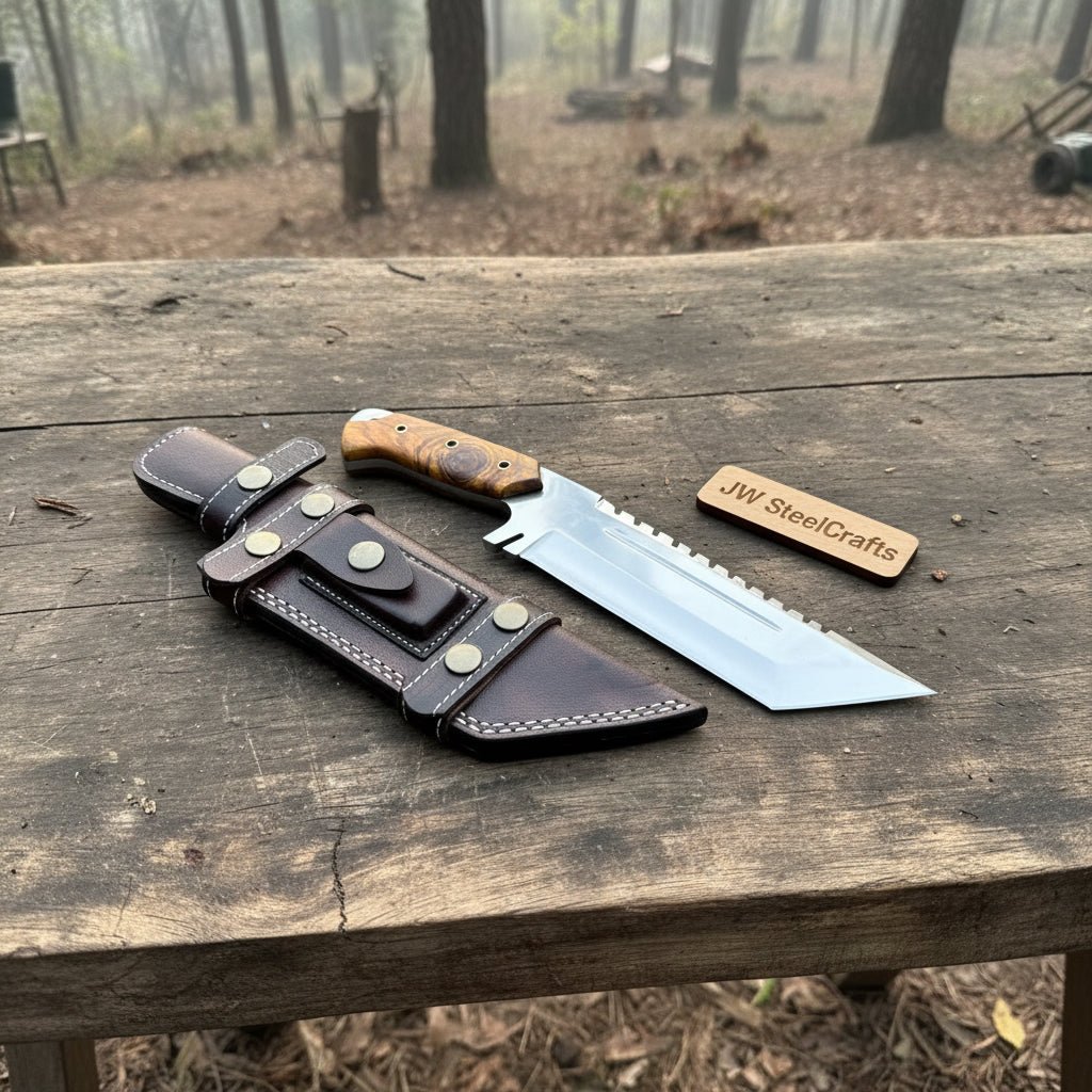 Stainless Steel Tracker Knife with Rosewood Handle | Full Tang Outdoor Knife