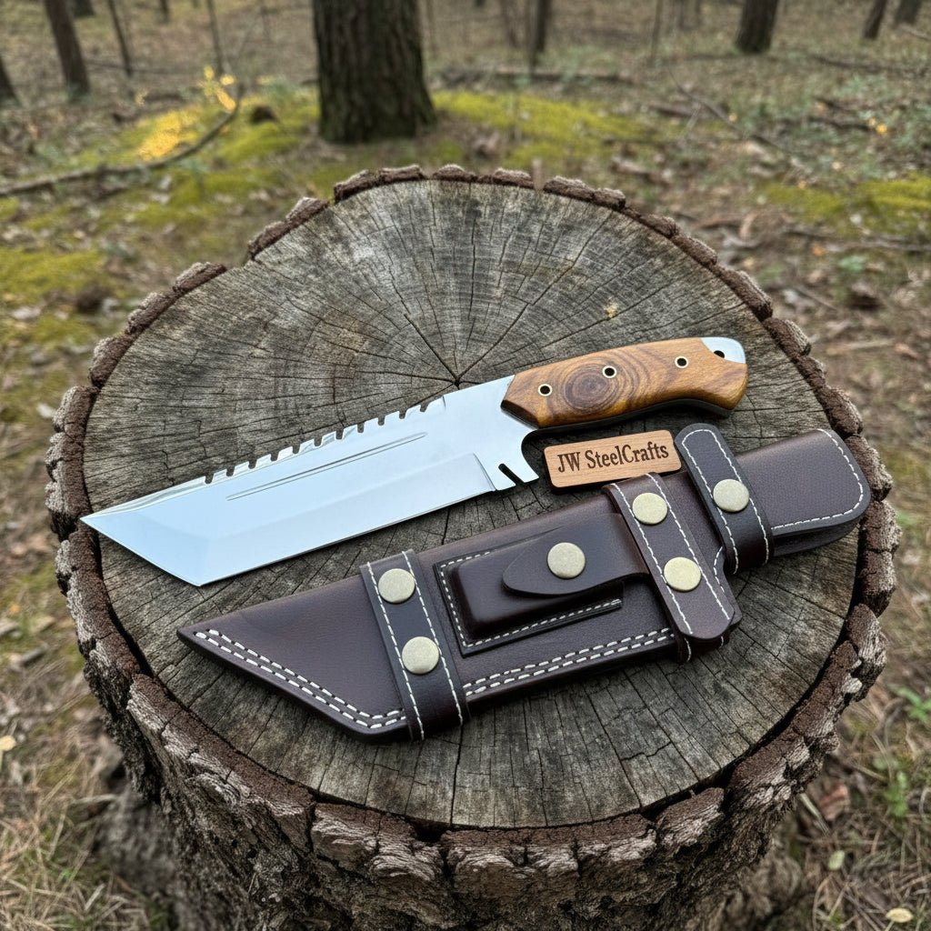 Stainless Steel Tracker Knife with Rosewood Handle | Full Tang Outdoor Knife