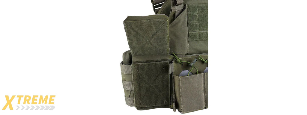 Tactical Chest Plate Carrier with Triple MOLLE Pouches Hunting Vest and Back Bag