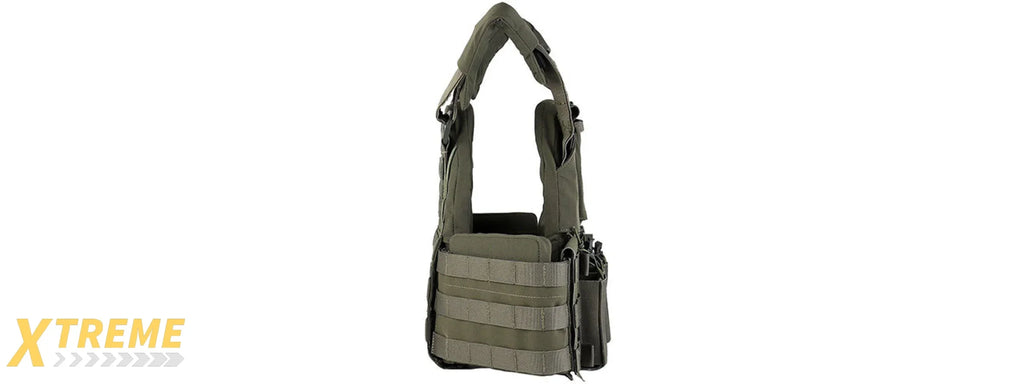 Tactical Chest Plate Carrier with Triple MOLLE Pouches Hunting Vest and Back Bag