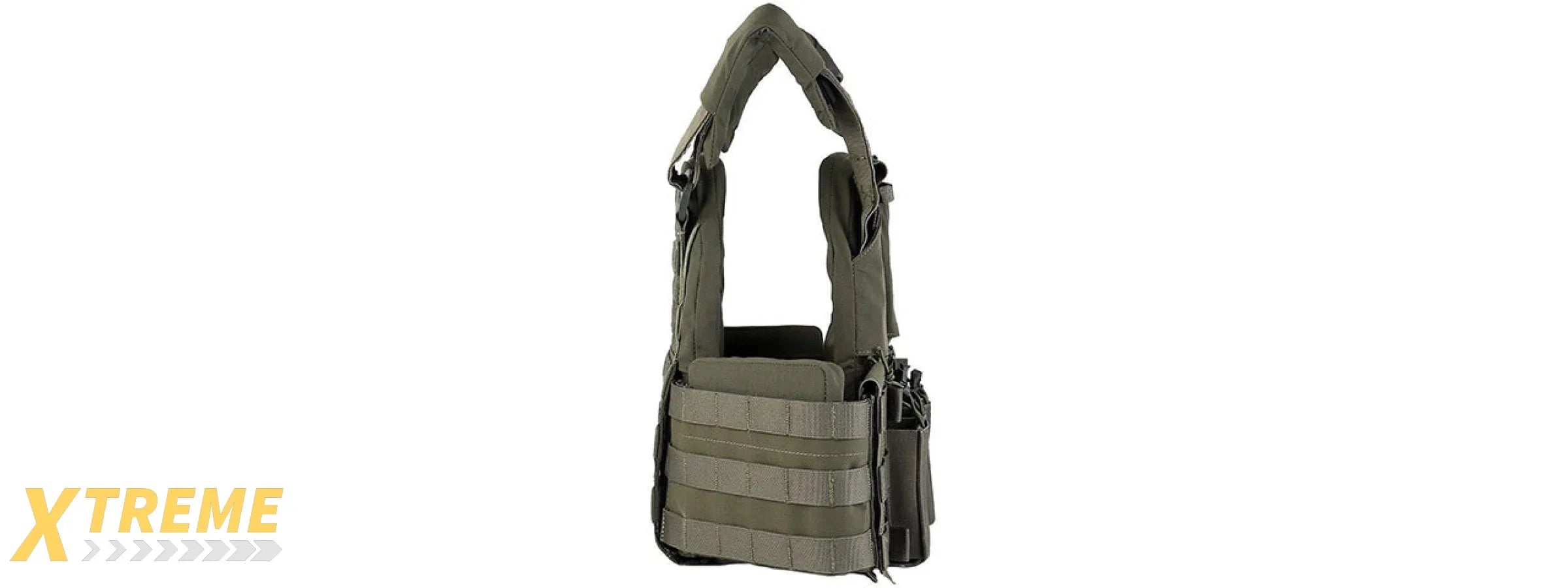 Tactical Chest Plate Carrier with Triple MOLLE Pouches Hunting Vest and Back Bag