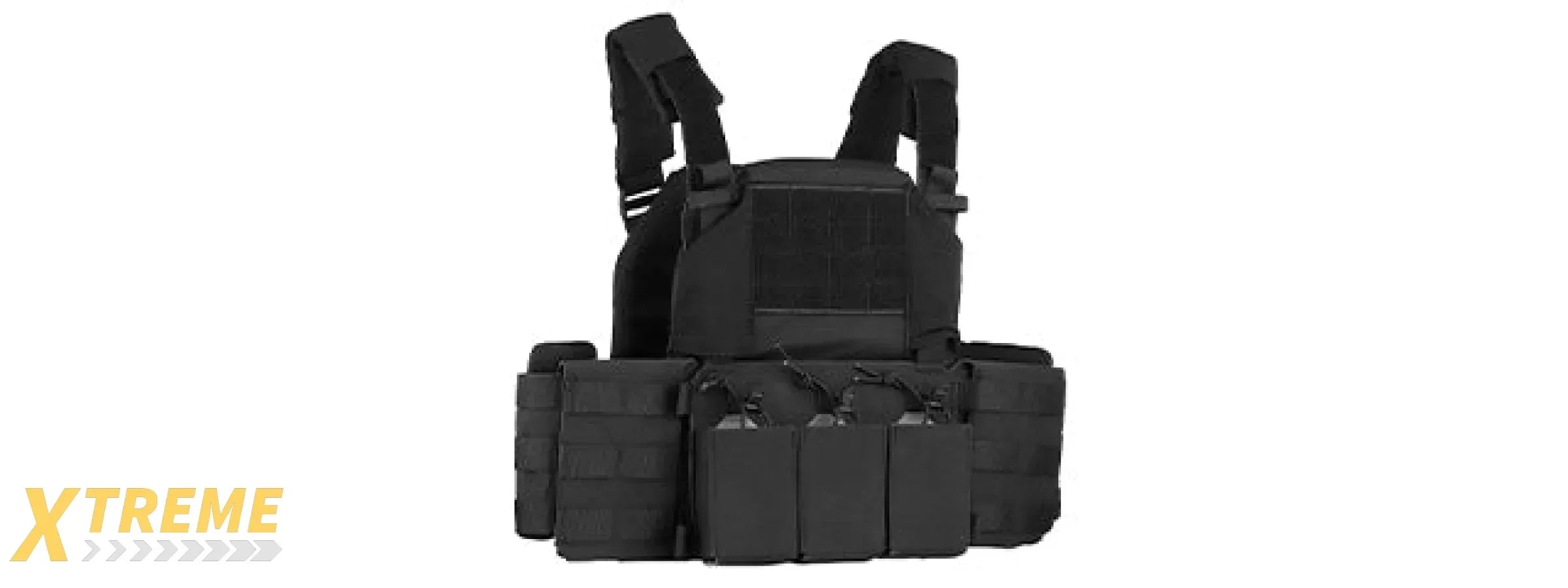 Tactical Chest Plate Carrier with Triple MOLLE Pouches Hunting Vest and Back Bag
