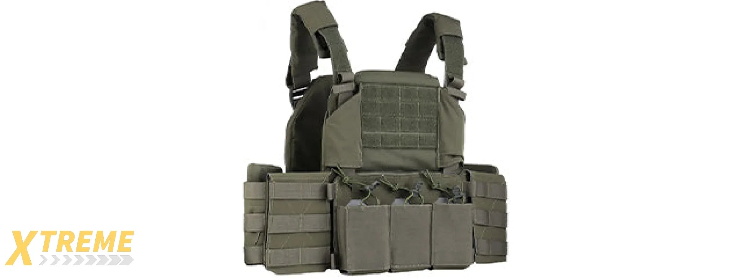 Tactical Chest Plate Carrier with Triple MOLLE Pouches Hunting Vest and Back Bag