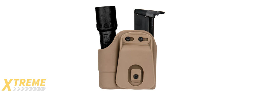 TACTICAL POLYMER PISTOL MAG AND FLASHLIGHT CARRIER FOR DUTY/TACTICAL USE