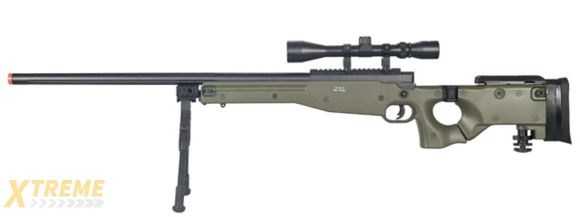 UK ARMS AIRSOFT L96 BOLT ACTION SCOPE RIFLE W/ FOLD STOCK - OD GREEN