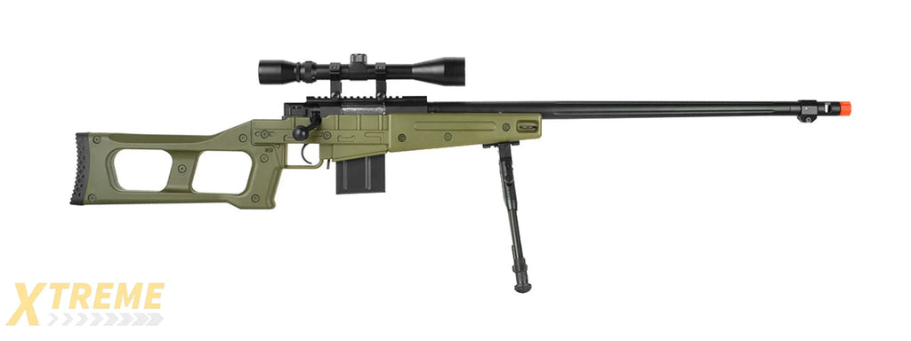 UK ARMS AIRSOFT MK96 COVERT BOLT ACTION SCOPE RIFLE W/ BIPOD - OD