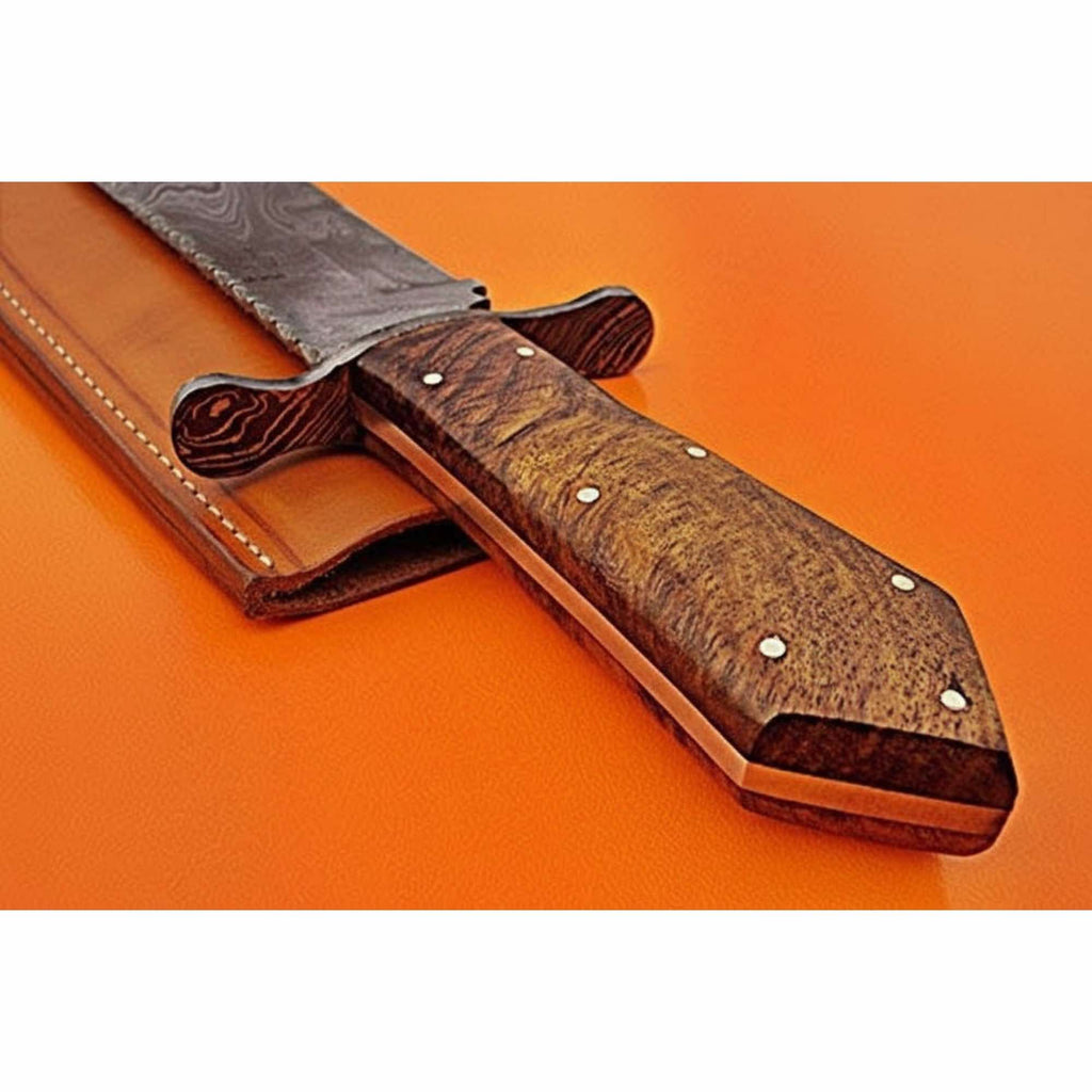 Victorian Style Custom Bowie ,Sheffield Clip Point Bowie Knife, Handmade Damascus Steel Blade, Walnut Burl Handle,
