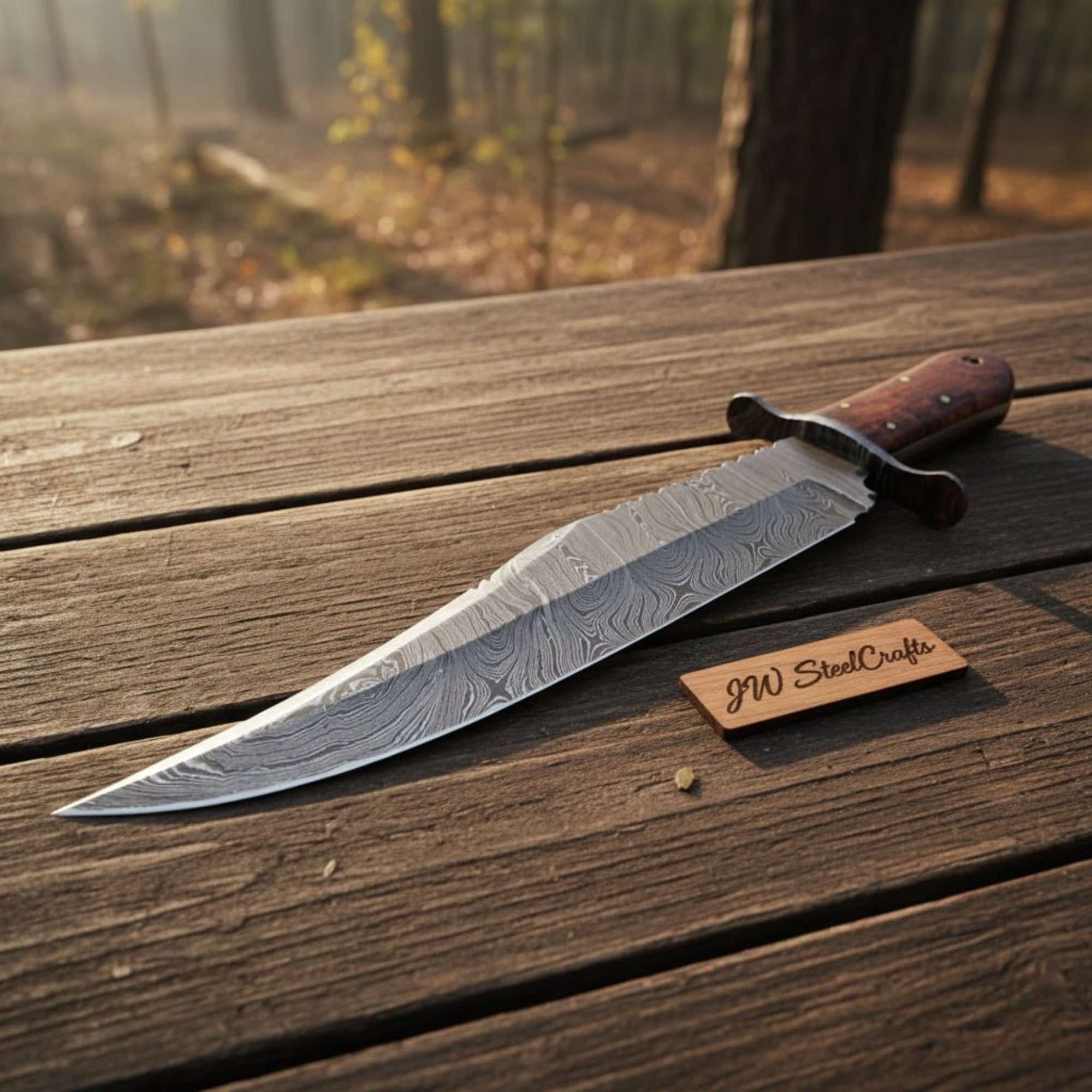 Victorian Style Custom Bowie ,Sheffield Clip Point Bowie Knife, Handmade Damascus Steel Blade, Walnut Burl Handle,