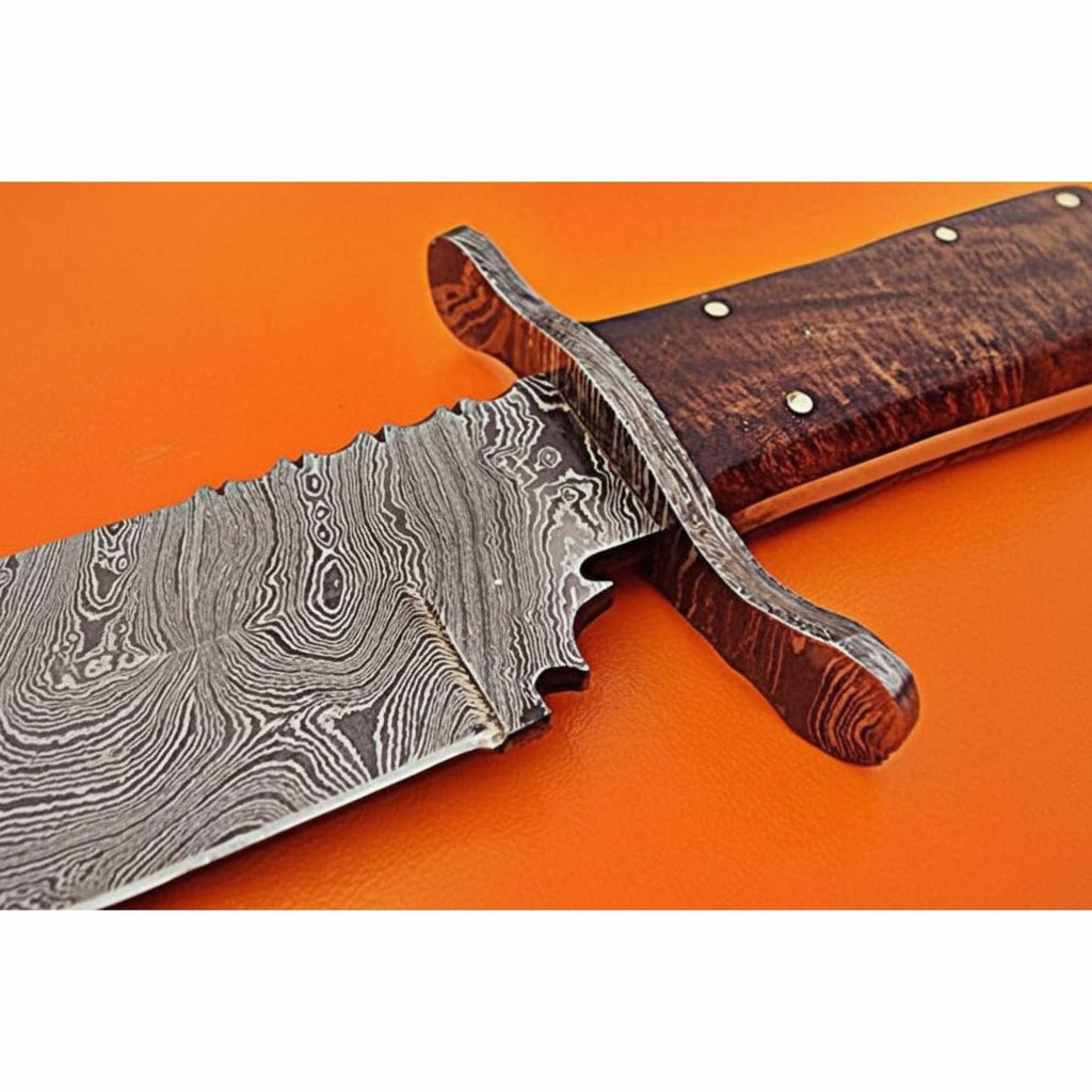 Victorian Style Custom Bowie ,Sheffield Clip Point Bowie Knife, Handmade Damascus Steel Blade, Walnut Burl Handle,
