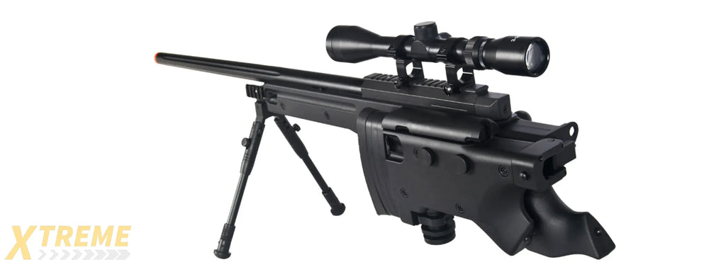 WELL MB08BAB L96 AWP BOLT ACTION RIFLE w/FOLDING STOCK BIPOD & SCOPE (COLOR: BLACK)