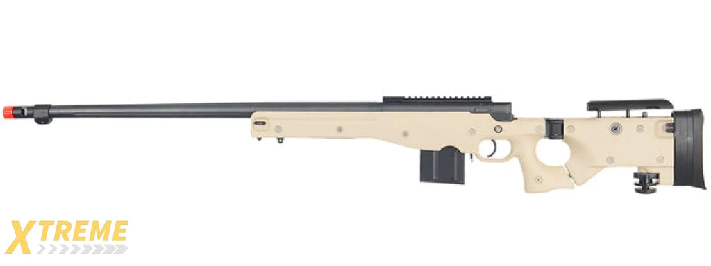 WELL MB4403 BOLT ACTION AIRSOFT RIFLE W/ FLUTED BARREL, SCOPE (ILLUMINATED), AND BIPOD