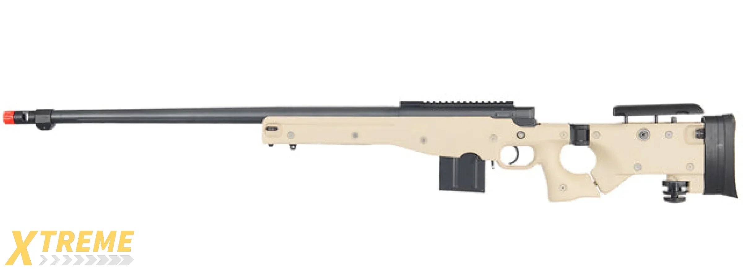 WELL MB4403 BOLT ACTION AIRSOFT RIFLE W/ FLUTED BARREL, SCOPE (ILLUMINATED), AND BIPOD