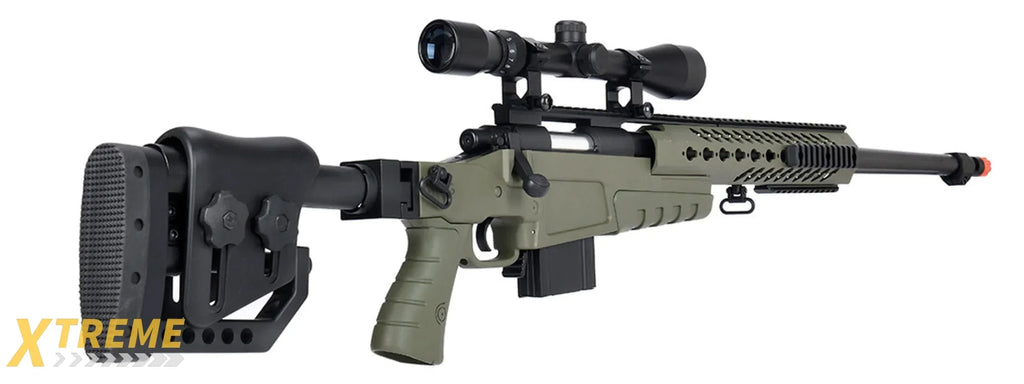 WellFire MB4418-2 Bolt Action Long Range Airsoft Sniper Rifle w/ Accessories