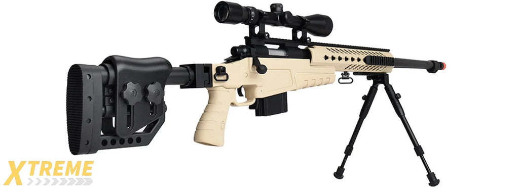 WellFire MB4418-2 Bolt Action Long Range Airsoft Sniper Rifle w/ Accessories