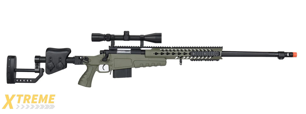 WellFire MB4418-2 Bolt Action Long Range Airsoft Sniper Rifle w/ Accessories