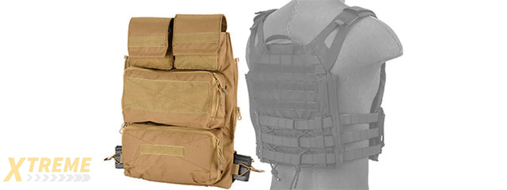 WST Tactical Vest 2.0 Accessory Pouches Backpack Attachment II, Tan