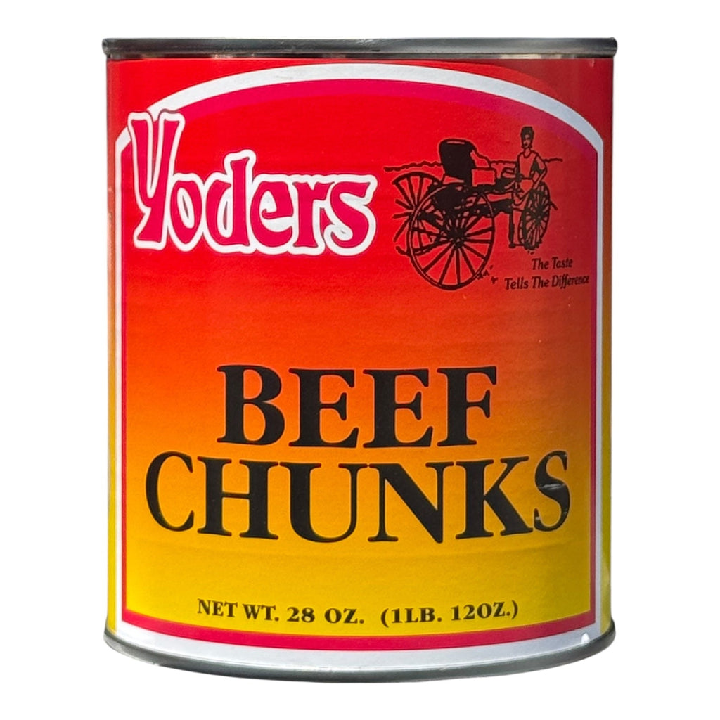 Yoder’s Canned Beef Chunks | 28 oz can | Real USA Beef | Fully Cooked | Shelf Stable Survival Food | 10+ Year Shelf Life | Ready to Eat | Ideal for Prepping, Storage & Camping